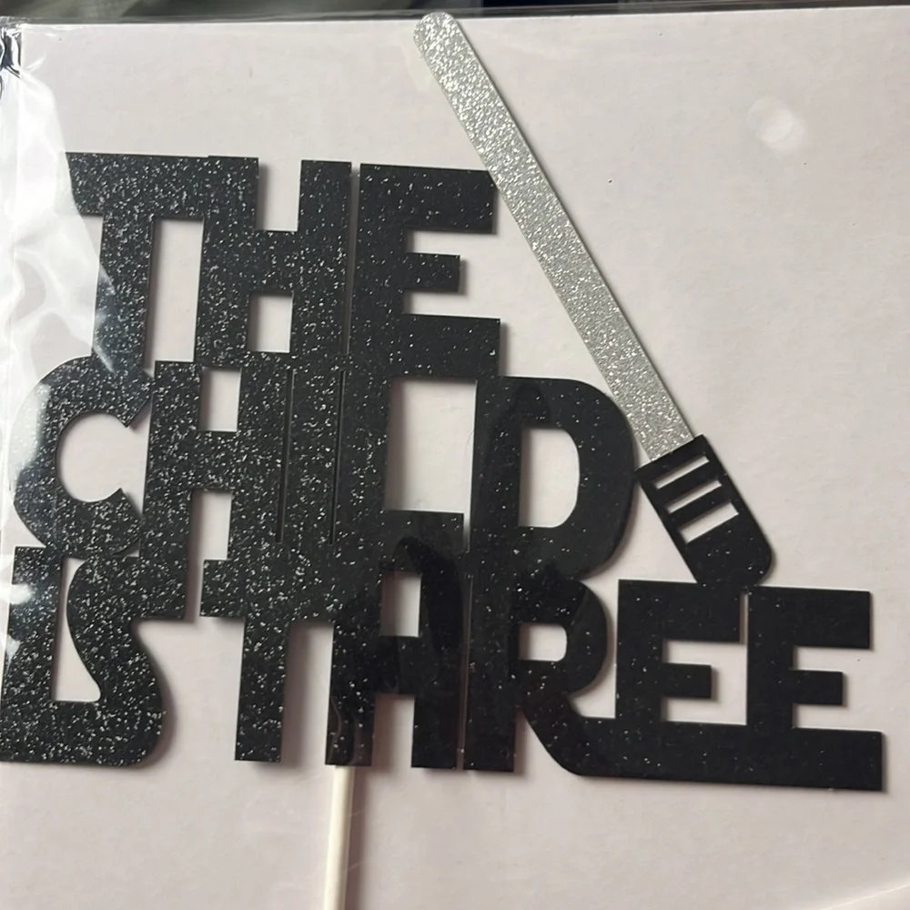 The Child is Three Star Wars Light Saber Birthday Cake Topper